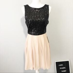 Arden B black sequin nude backless dress medium party cocktail